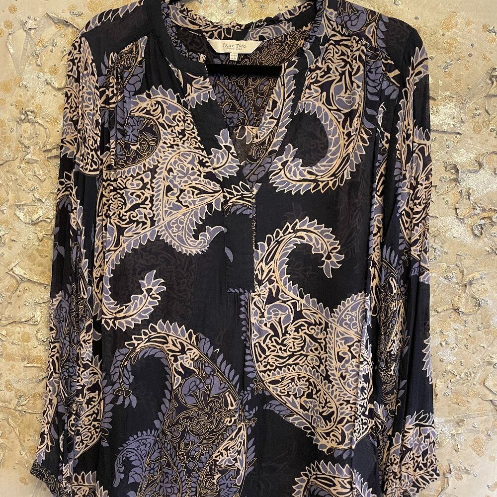 Size 10 (40) Part Two semi sheer Blouse 'Like New Condition'. 22” P-P